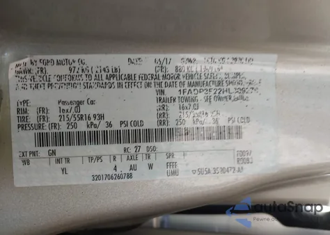 2017 Ford Focus Se из США, поврежденный, VIN 1FADP3F22HL309279